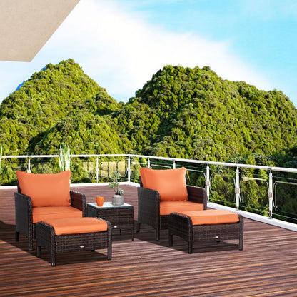Elegant 2-Seater Rattan Garden Furniture Set with Glass Top Table - Brown
