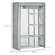 Load image into Gallery viewer, Light Grey Portable Fabric Wardrobe with 6 Shelves &amp; Hanging Rail - Multi-Storage
