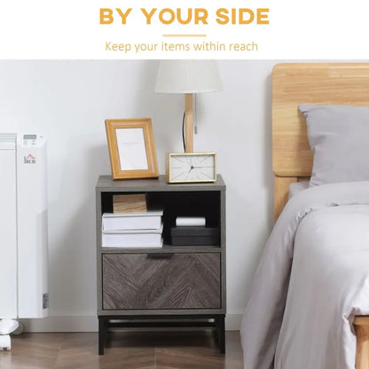 Industrial Chic Nightstand with Drawer & Shelf - Versatile Table for Any Space