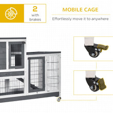 Load image into Gallery viewer, Cozy 2-Level Wooden Rabbit Hutch &amp; Guinea Pig House with Wheels - 110cm
