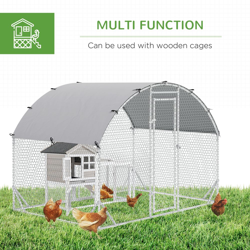 Galvanized Chicken Coop - Spacious Outdoor Hen House with Weather Cover