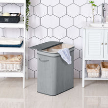 Load image into Gallery viewer, 100L Grey Bamboo Laundry Basket with Flip Lid - Stylish &amp; Water-Resistant!
