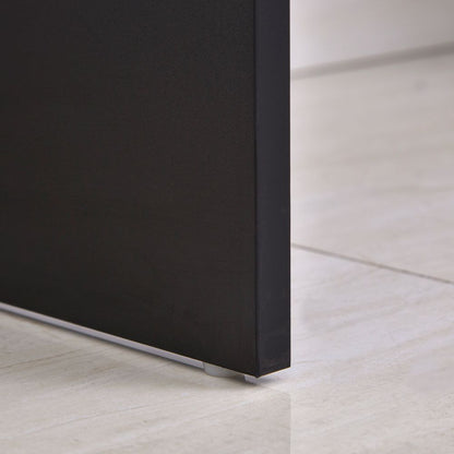 Unique Black Computer Desk with Sliding Keyboard Tray & Storage Solutions