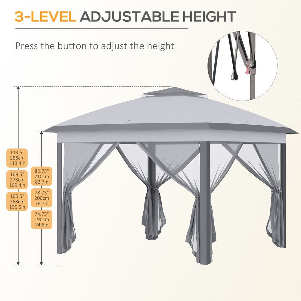 Outsunny Adjustable Pop-Up Gazebo Canopy Tent with Carry Bag – Grey