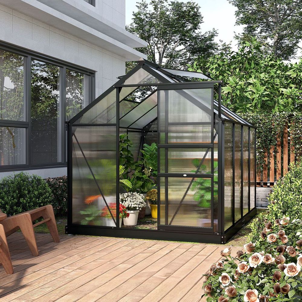 Premium 6x8ft Walk-In Greenhouse with Sliding Door & Sturdy Aluminium Frame