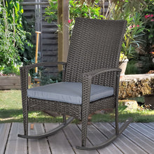 Load image into Gallery viewer, Outsunny Modern PE Rattan Outdoor Rocking Chair with Cushion - Grey Elegance
