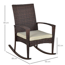 Load image into Gallery viewer, Chic Rattan Rocking Chair with Cushions - Comfort Meets Style in Brown/Beige
