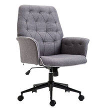 Load image into Gallery viewer, Adjustable Mid Back Office Chair with Armrests - Stylish Grey Linen Comfort

