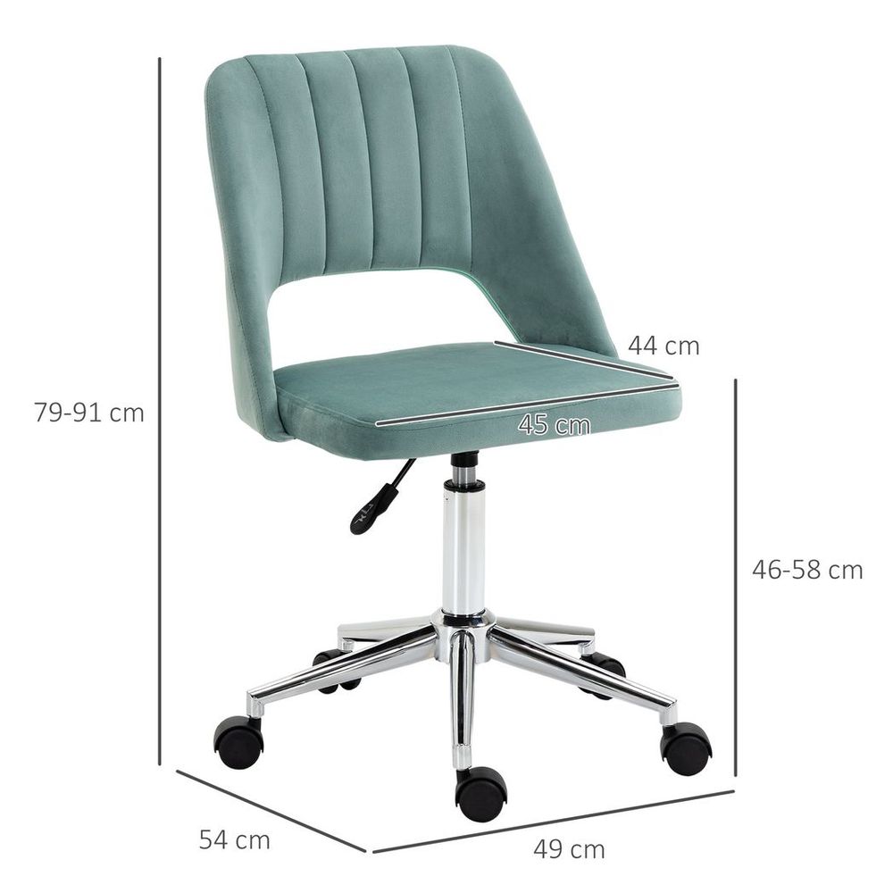 Elegant Green Velvet Scallop Office Chair - Stylish & Comfortable Swivel Design