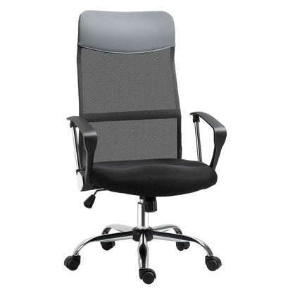 Ergonomic High Back Mesh Office Chair with Faux Leather & Adjustable Features