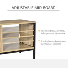 Load image into Gallery viewer, HOMCOM Adjustable Double Door TV Cabinet - Modern Natural Wood Finish
