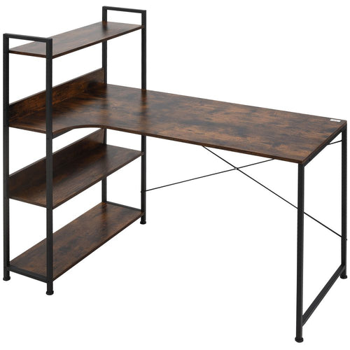 Retro Industrial Computer Desk with 4-Tier Storage – Stylish & Functional