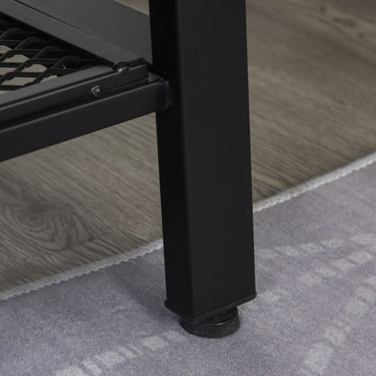 Industrial Chic 3-Tier Rubber Wood TV Media Unit - Black & Brown Elegance