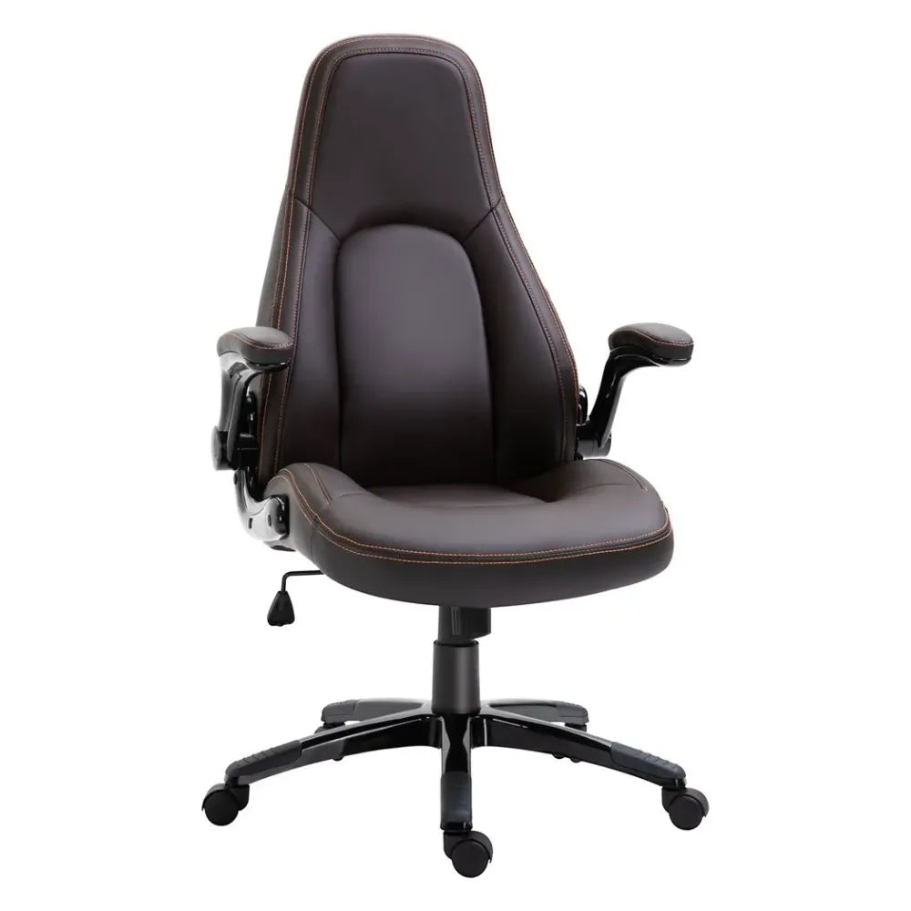 Stylish PU Leather High Back Swivel Office Chair with Adjustable Height