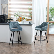 Load image into Gallery viewer, Elegant Velvet Bar Stools Set of 2 - Comfortable Height Chairs in Blue

