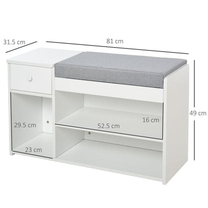 Stylish Multi-Storage Shoe Bench with Cushioned Seat & Three Compartments