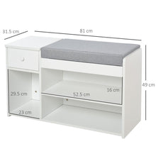 Load image into Gallery viewer, Stylish Multi-Storage Shoe Bench with Cushioned Seat &amp; Three Compartments

