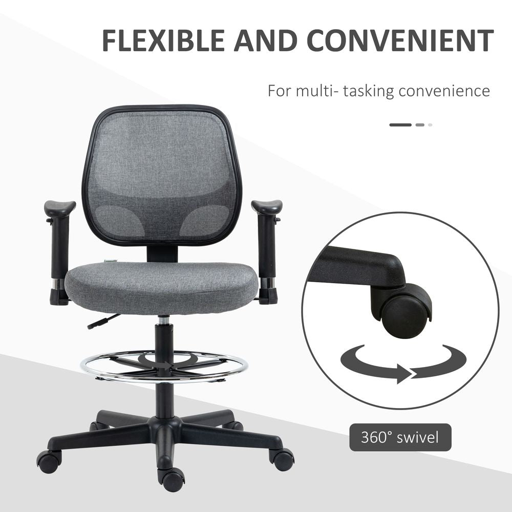 Vinsetto Adjustable Draughtsman Chair - Comfort for Tall Desks & Workspaces
