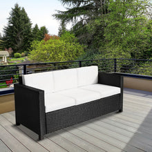 Load image into Gallery viewer, Luxurious 3-Seater Black Rattan Sofa: Stylish Outdoor Patio Lounge Furniture
