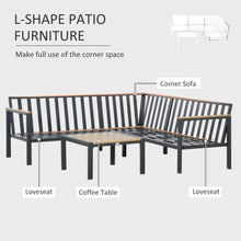 Load image into Gallery viewer, Stylish 5-Seater L-Shaped Aluminium Corner Sofa Set with Table - Dark Grey
