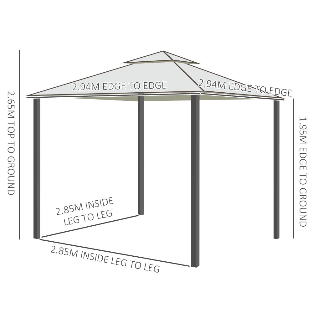 Outsunny 3x3m Cream White Garden Gazebo - Stylish UV Protection & Netting