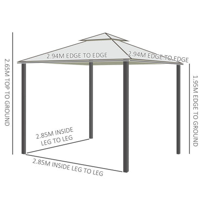 Outsunny 3x3m Cream White Garden Gazebo - Stylish UV Protection & Netting