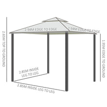 Load image into Gallery viewer, Outsunny 3x3m Cream White Garden Gazebo - Stylish UV Protection &amp; Netting
