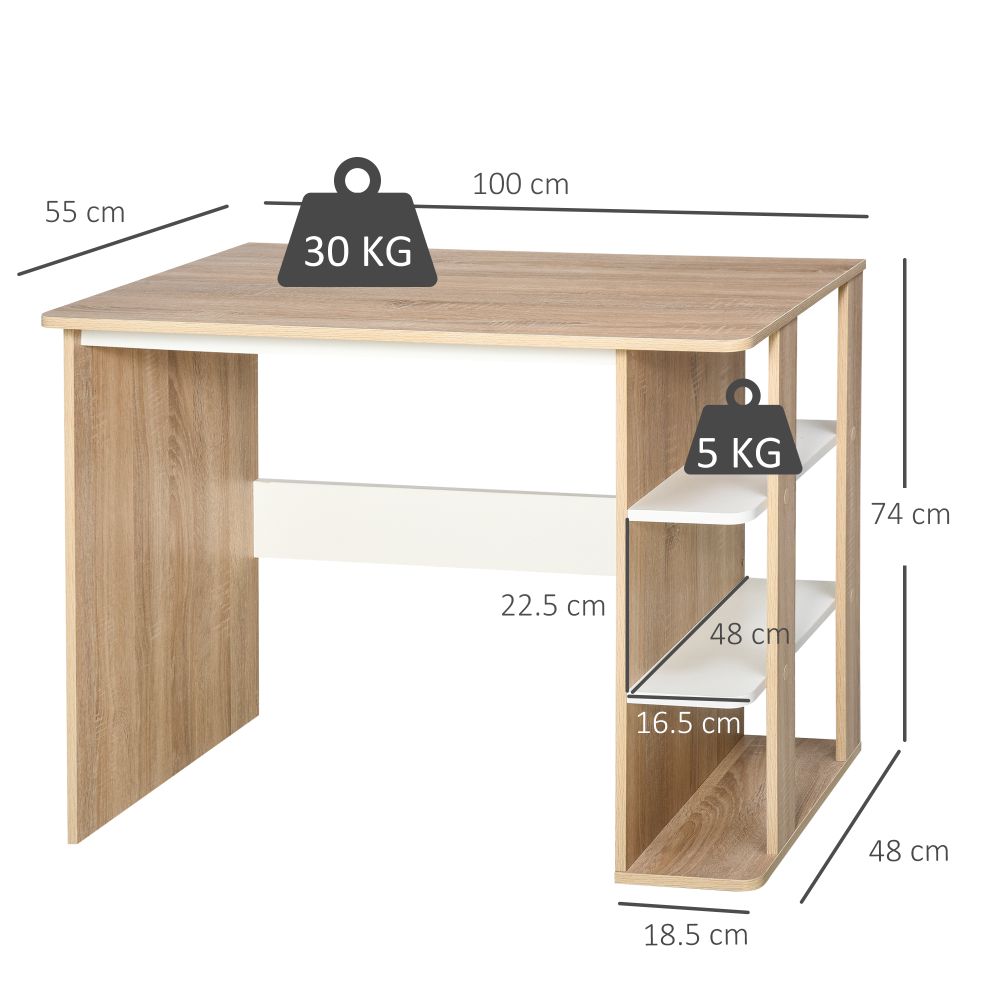Stylish Duo Work Desk with 3-Tier Shelves - Sleek & Sturdy 2-in-1 Solution