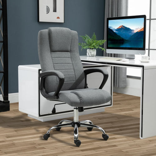 Vinsetto Executive Linen Office Chair: 360° Swivel, High Back & Adjustable Grey