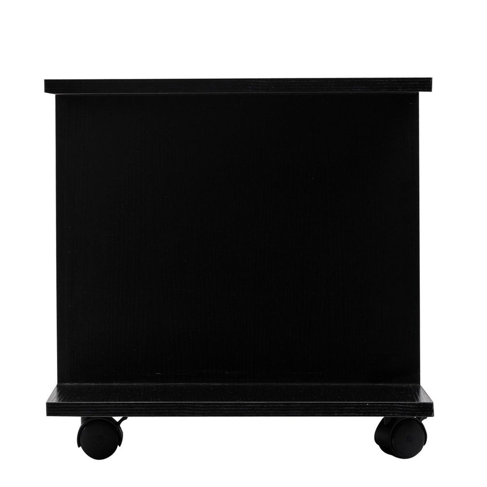 Versatile Mobile TV Stand & Bookshelf - Sleek Black with Easy Mobility