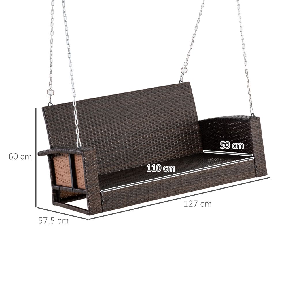 Cozy 2-Person Rattan Porch Swing Bench with Cushions – Cream White Comfort