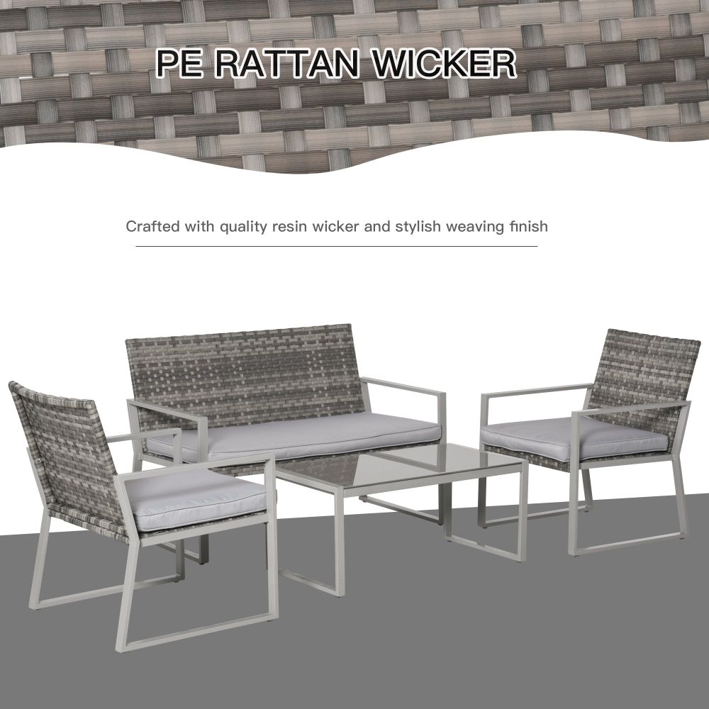 Stylish 4-Piece Grey Rattan Outdoor Seating Set for Ultimate Comfort