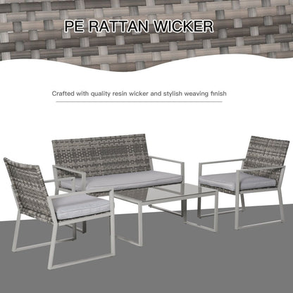 Stylish 4-Piece Grey Rattan Outdoor Seating Set for Ultimate Comfort