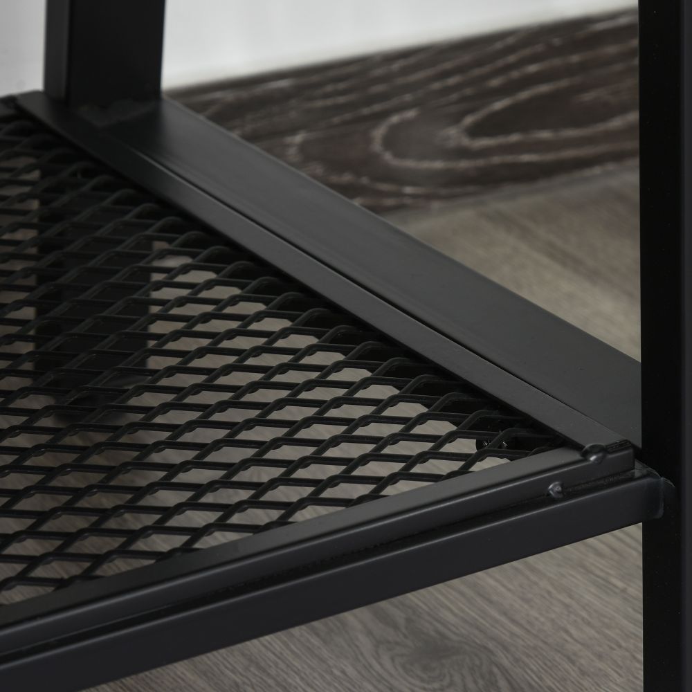 Industrial Chic 3-Tier Rubber Wood TV Media Unit - Black & Brown Elegance