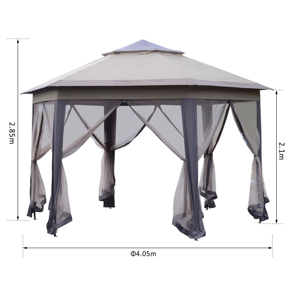 Outsunny 4x4m Metal Frame 2-Tier Gazebo with Mesh Curtains for Ultimate Comfort