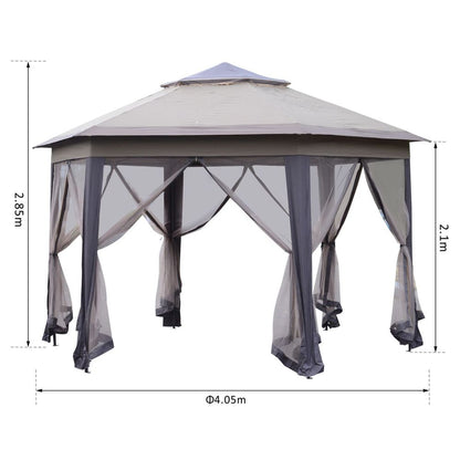 Outsunny 4x4m Metal Frame 2-Tier Gazebo with Mesh Curtains for Ultimate Comfort