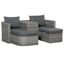 Load image into Gallery viewer, Versatile 3PC Grey Rattan Sofa Set with Daybed &amp; Side Table - Outdoor Comfort Redefined
