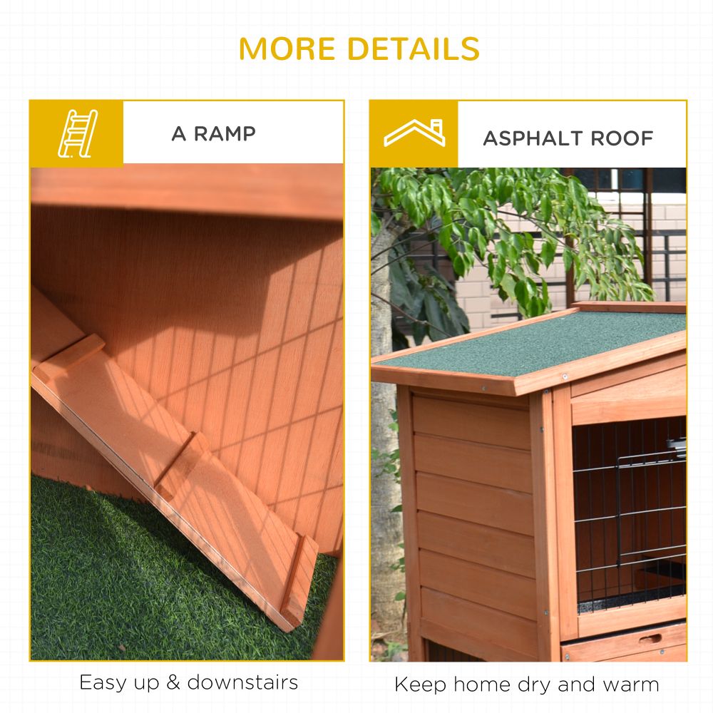 Spacious A-Frame Wooden Rabbit Hutch & Small Animal House with Easy Access Doors