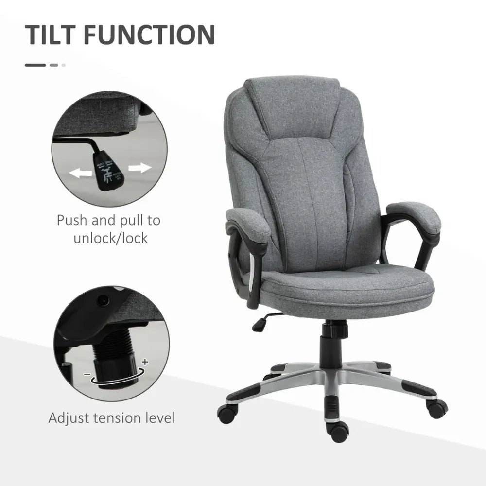 Ergonomic Grey High Back Office Chair - Adjustable & Comfort-Enhanced Design