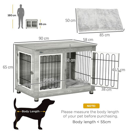 Stylish PawHut Dog Crate End Table: Cozy, Functional, and Secure for Pets!