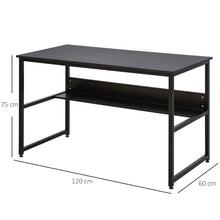 Load image into Gallery viewer, Stylish 2-Tier Black Writing Desk with Metal Frame &amp; Storage Shelves
