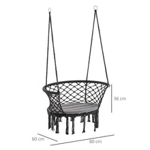 Load image into Gallery viewer, Elegant Macrame Hanging Hammock Chair - Cozy Dark Grey Swing for Relaxation
