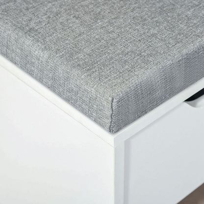 Stylish HOMCOM Shoe Storage Bench with Cushion & Adjustable Shelves - White/Grey