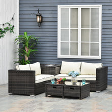 Load image into Gallery viewer, Stylish 4-Piece Rattan Wicker Sofa Set with Storage Tables - Perfect for Outdoors!
