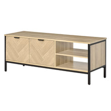 Load image into Gallery viewer, HOMCOM Adjustable Double Door TV Cabinet - Modern Natural Wood Finish
