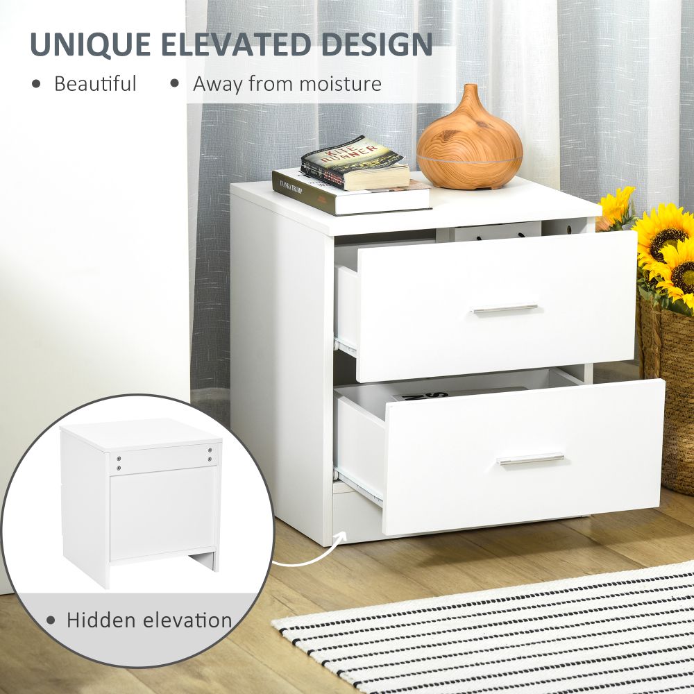 Elegant 2-Drawer Nightstand - Chic Bedside Table for Smart Storage Solutions