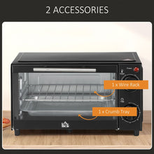 Load image into Gallery viewer, HOMCOM 9L Mini Electric Oven: Versatile Countertop Grill &amp; Toaster, 750W
