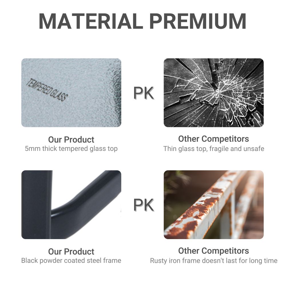 Elegant Square Glass Bistro Table for Indoor/Outdoor Dining - 68.5x84 cm