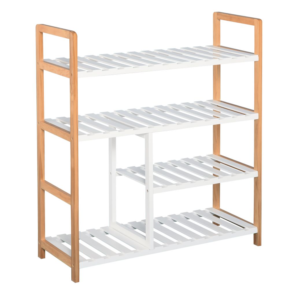 Elegant 4-Tier Wooden Shoe Rack - Stylish Storage for 11 Pairs & Boots