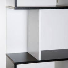 Load image into Gallery viewer, Stylish 5-Tier S-Shape Bookcase - Versatile Shelf &amp; Room Divider in Black
